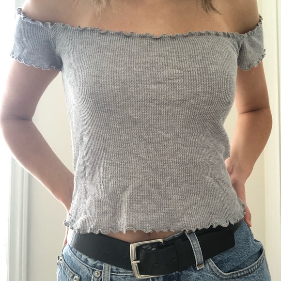 Grey off the shoulders brandy Melville top
